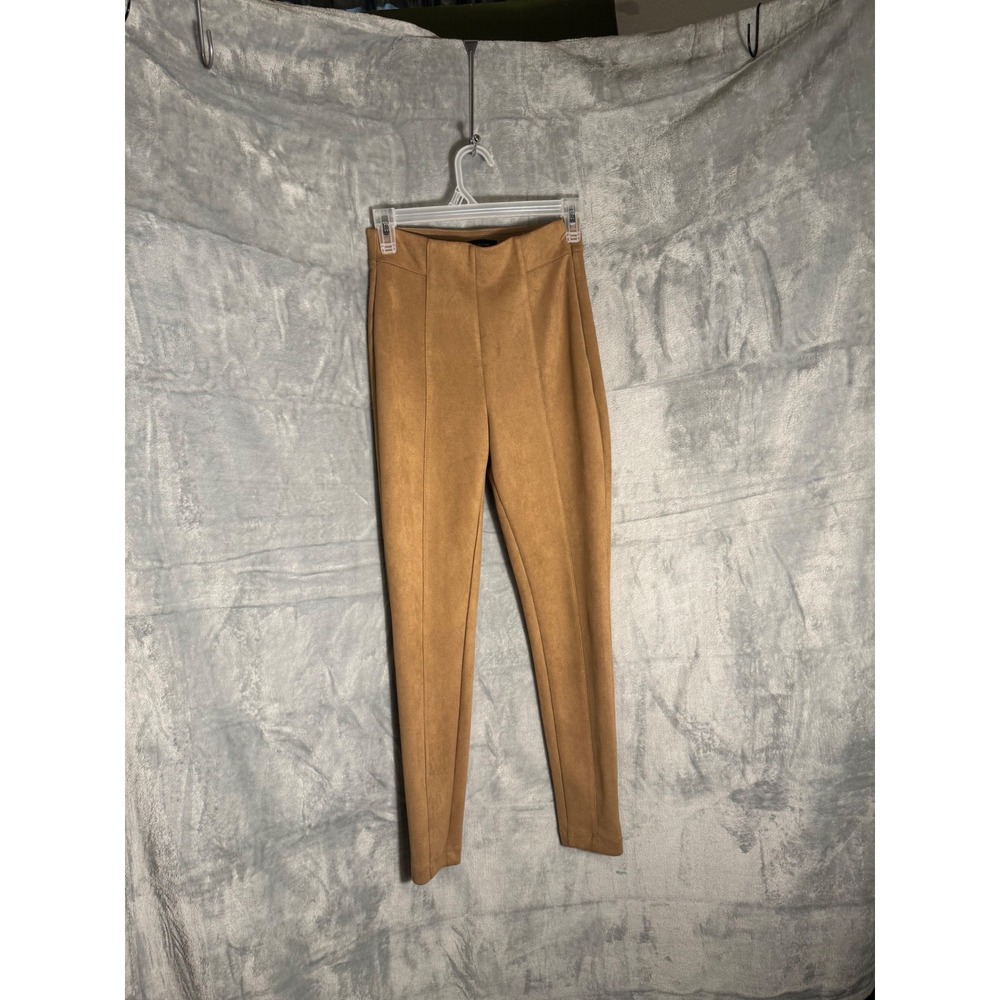 Ann Taylor Faux Suede Leggings Camel Tan High Rise Seamed Skinny Pants Size 0